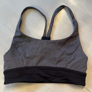 Grey & Black Lululemon Size 2 Sports Bra